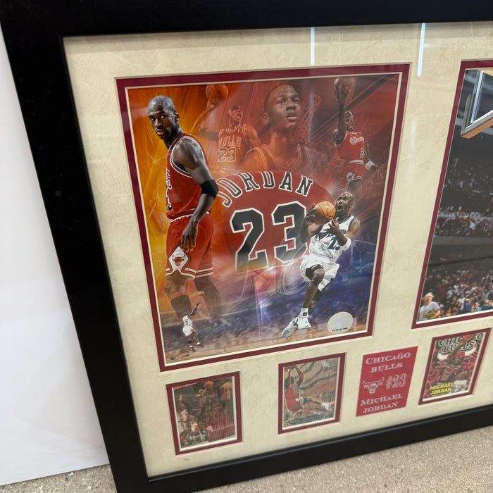 Michael Jordan Chicago Bulls Sports Memorabilia with 4 Trading Cards Black Frame