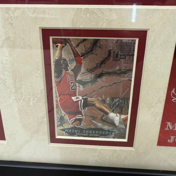 Michael Jordan Chicago Bulls Sports Memorabilia with 4 Trading Cards Black Frame