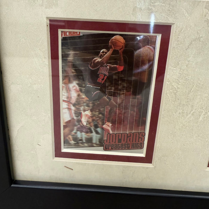 Michael Jordan Chicago Bulls Sports Memorabilia with 4 Trading Cards Black Frame