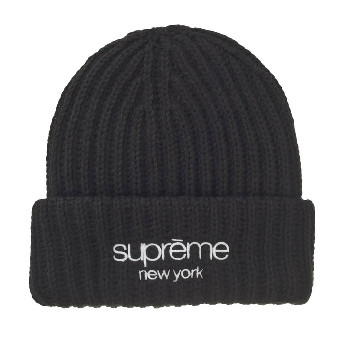 Supreme Classic Logo Chunky Ribbed Beanie (FW24) Black