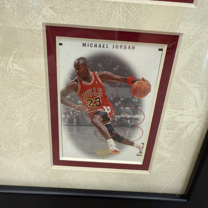 Michael Jordan Chicago Bulls Sports Memorabilia with 4 Trading Cards Black Frame