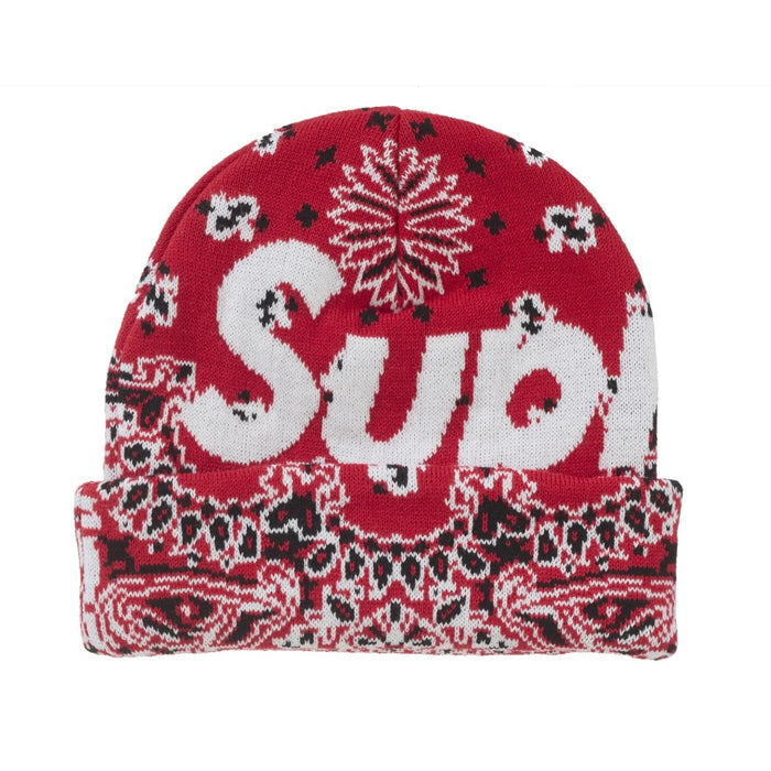 Supreme Bandana Big Logo Beanie Red