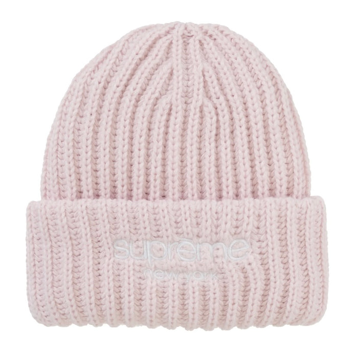 Supreme Classic Logo Chunky Ribbed Beanie (FW24) Light Pink