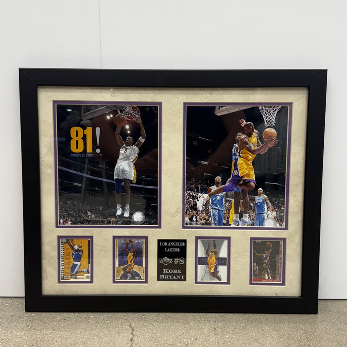 Kobe Bryant Lakers 81 Points Sports Memorabilia with 4 Trading Cards