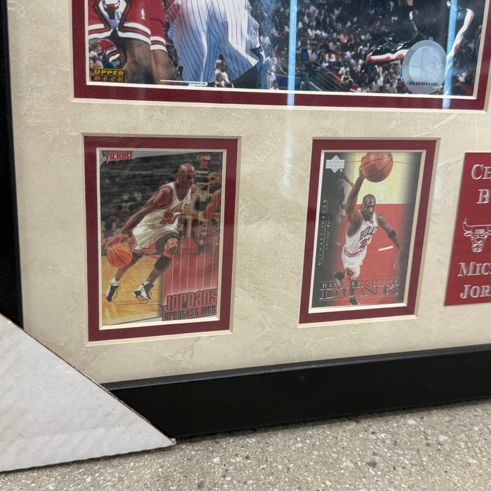 Michael Jordan Chicago Bulls Sports Memorabilia with 4 Trading Cards Black Frame 2