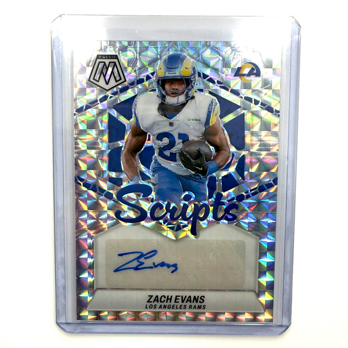 2024 Panini Mosaic Zach Evans #SC-ZEV No Huddle Blue Prizm Scripts Auto LA Rams