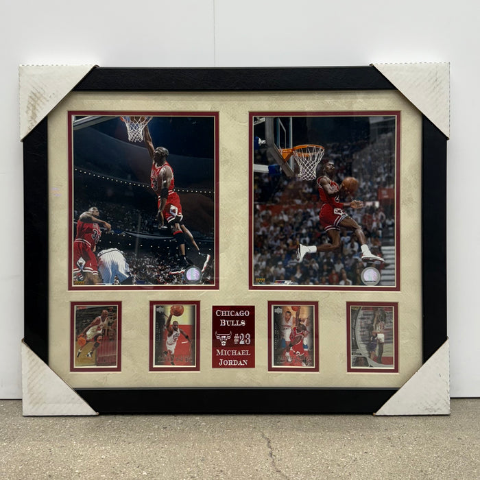 Michael Jordan Chicago Bulls Sports Memorabilia with 4 Trading Cards Black Frame 2