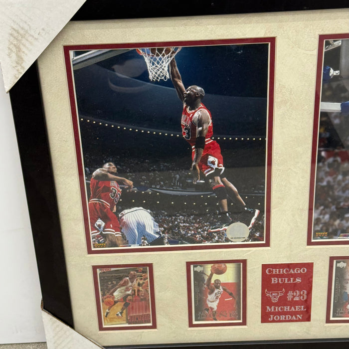 Michael Jordan Chicago Bulls Sports Memorabilia with 4 Trading Cards Black Frame 2