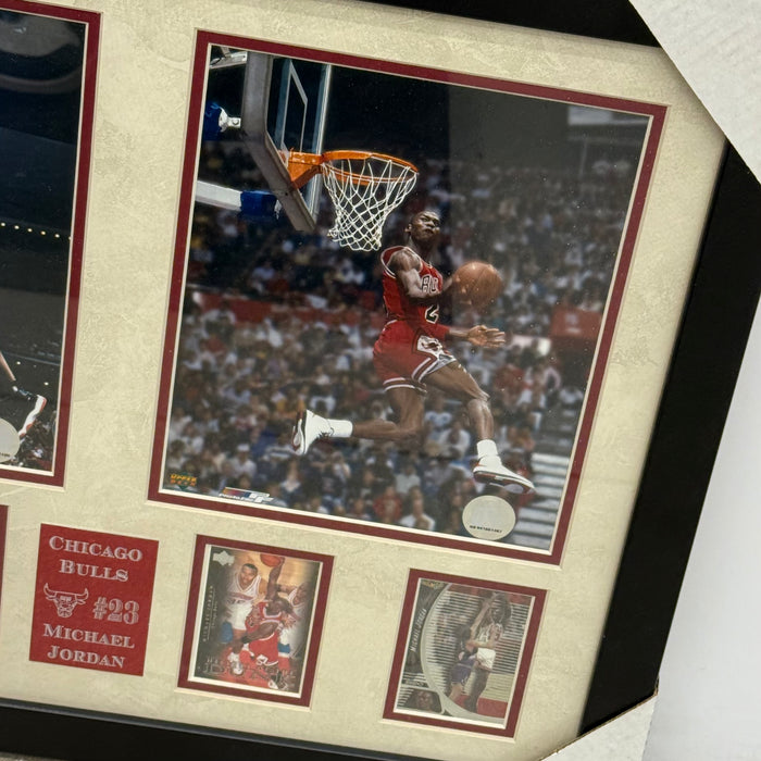 Michael Jordan Chicago Bulls Sports Memorabilia with 4 Trading Cards Black Frame 2