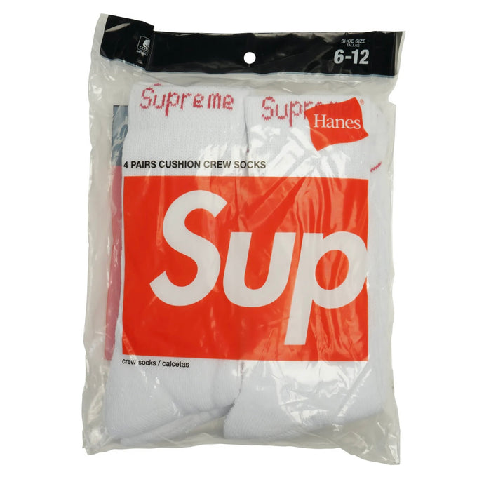 Supreme Hanes Crew Socks (4 Pack) 'White'